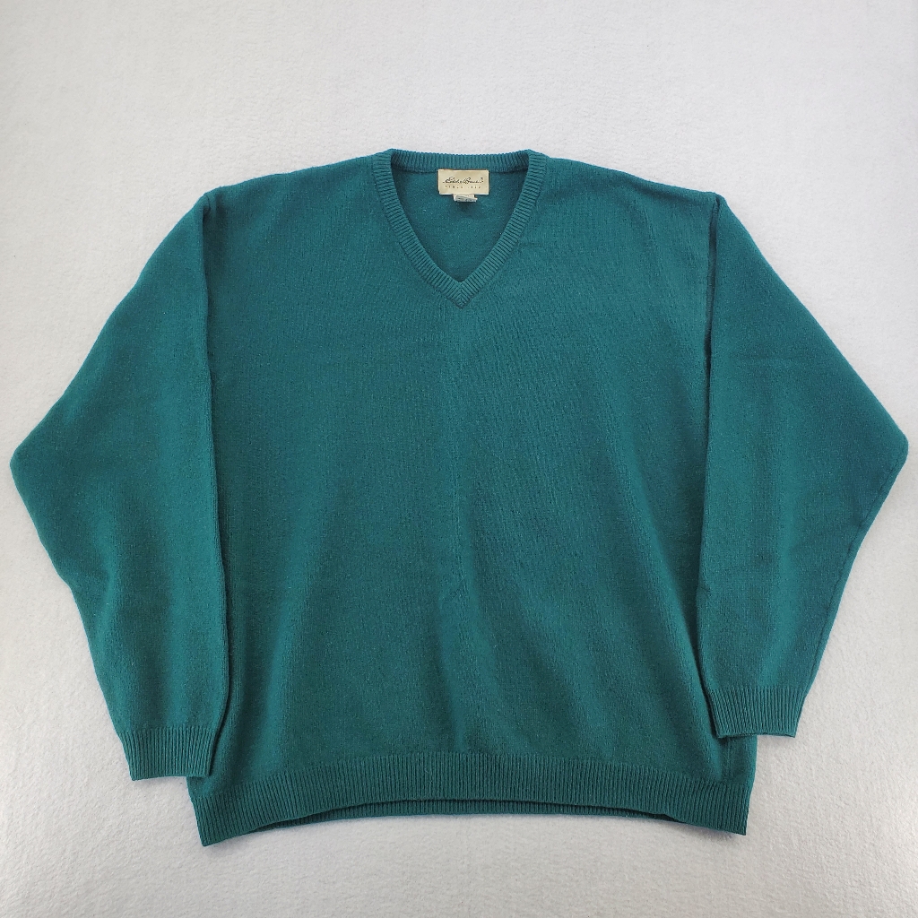Eddie Bauer Lambswool V Neck Sweater Made In Uk Size Xxl Tall